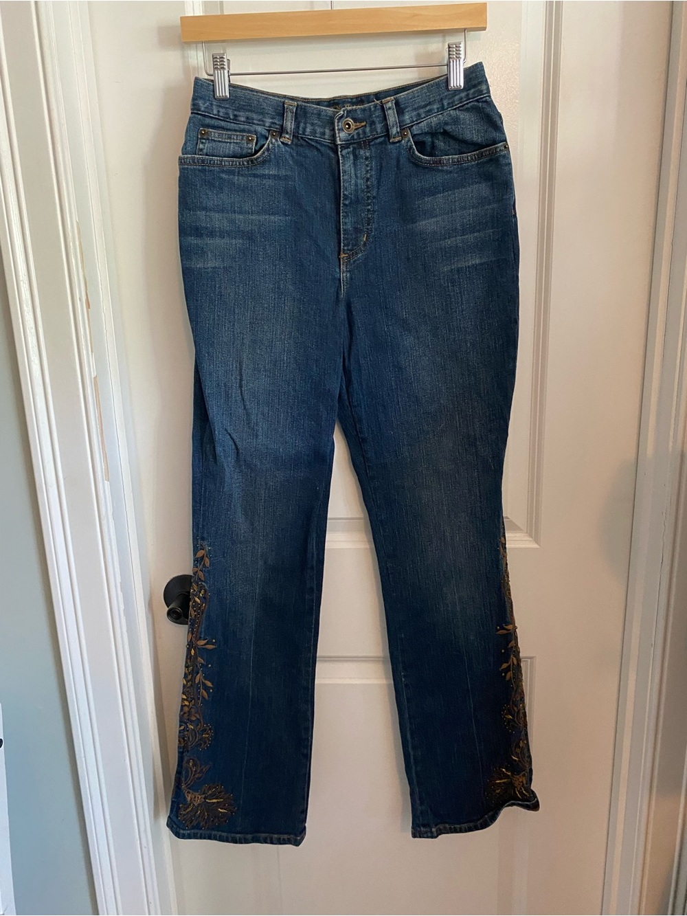 Ralph Lauren Premium Dark Blue Embroidered Small Flare Jeans
